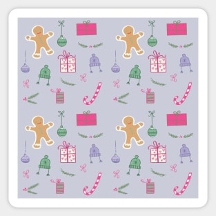 Cute Colorful Christmas Pattern (Purple) Sticker